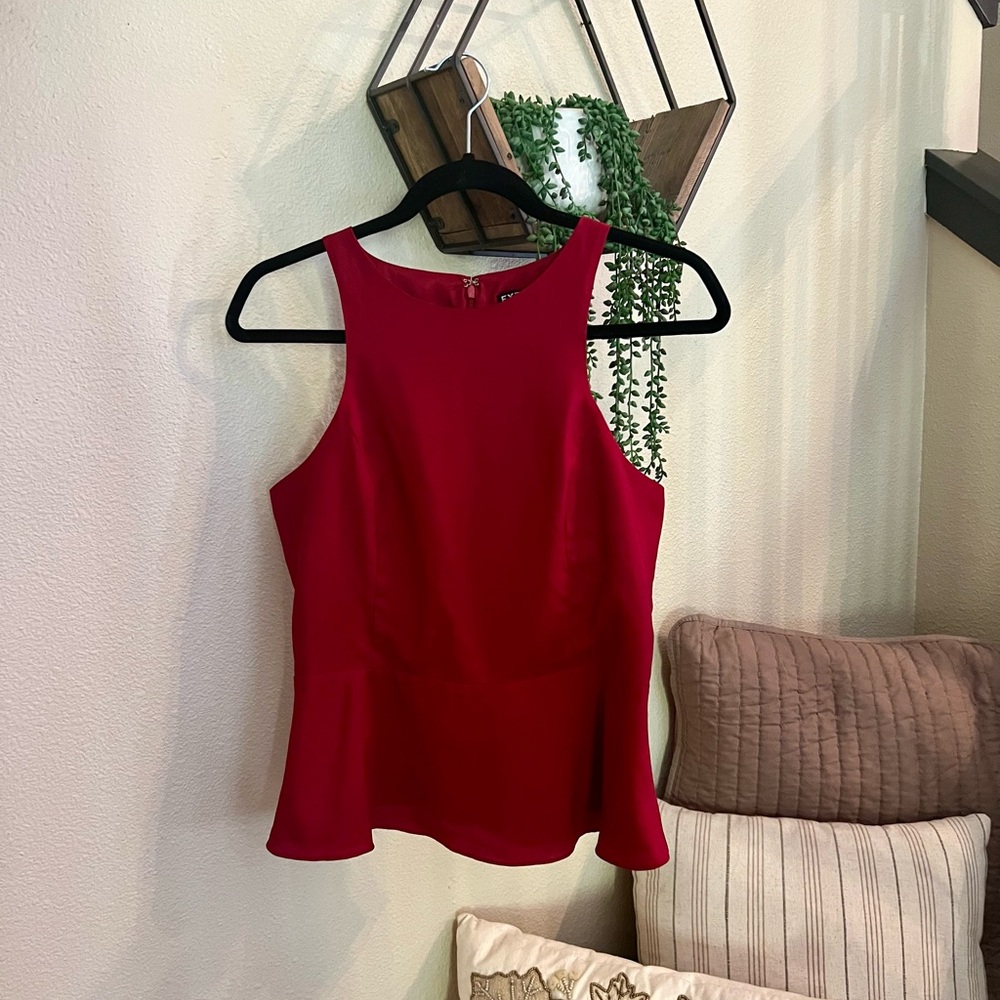 EUC Express Peplum Red Blouse Size Small